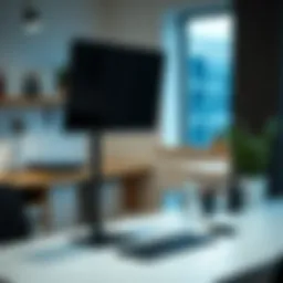 Modern monitor mount in a sleek workspace