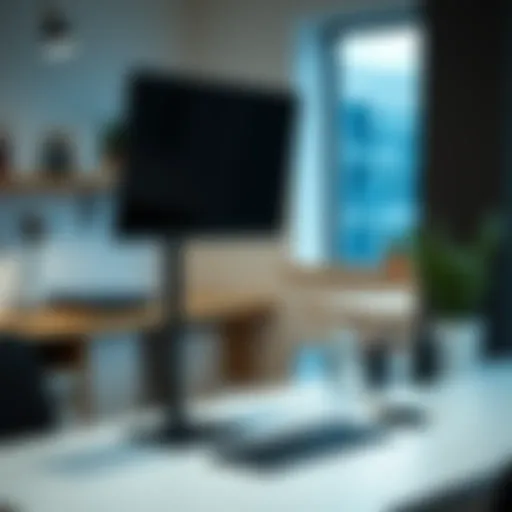 Modern monitor mount in a sleek workspace