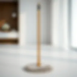 An elegant mop standing against a spotless floor backdrop.