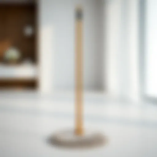 The Elegance of a Clean Mop An elegant mop standing against a spotless floor backdrop.