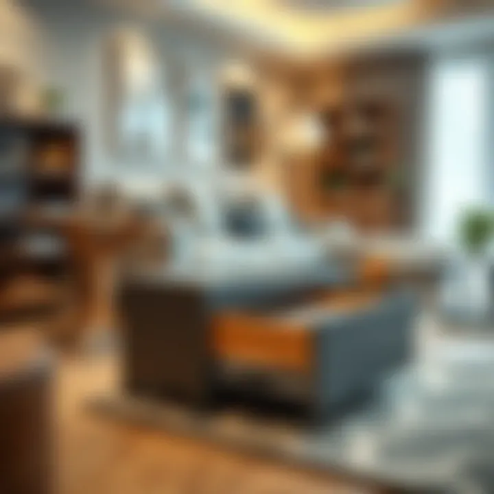 Stylish multifunctional drawer in a cozy living room