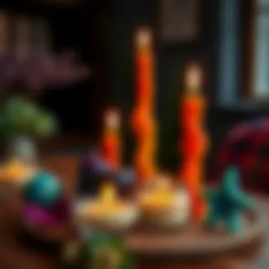 Artistic Creations: Finished Candles to Brighten Your Home An artistic arrangement of finished candles in vibrant colors and unique shapes