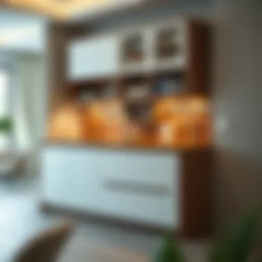 Stylish mobile kitchen cabinet enhancing space efficiency.