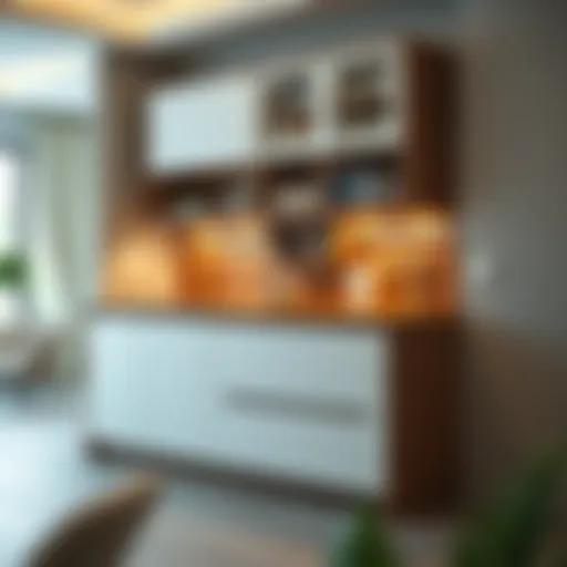 Stylish mobile kitchen cabinet enhancing space efficiency.