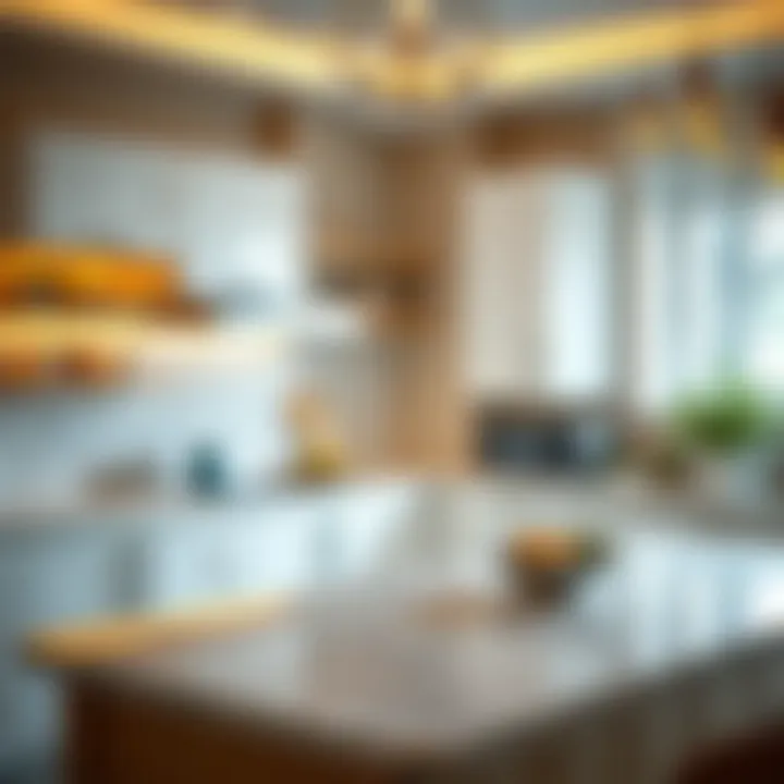 Elegant Kitchen with Stylish Countertop Elegant kitchen with a stylish countertop and ambient lighting