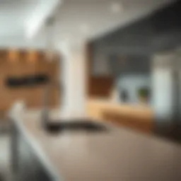 A sleek kitchen countertop showcasing modern design elements