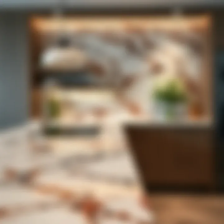 Elegant marble kitchen countertop with vibrant patterns