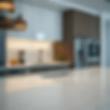 Marble countertop blending seamlessly with modern kitchen appliances