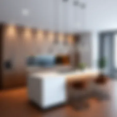 Modern kitchen island design showcasing sleek lines and minimalistic features