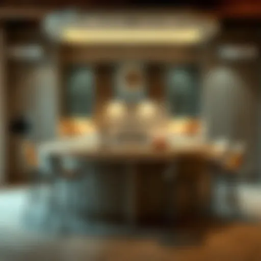 Stylish kitchen bar stools arranged around an elegant island