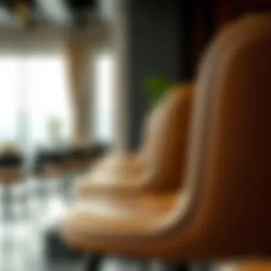 Close-up of a chic bar stool with unique design details