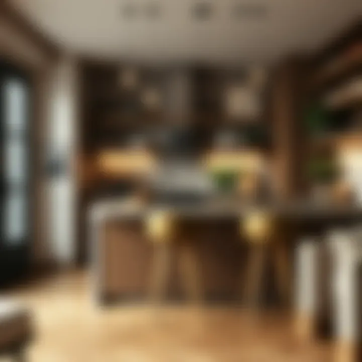 Cozy kitchen scene featuring modern bar stools and decorative elements