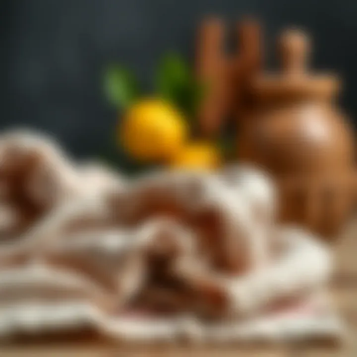 Close-up of a kitchen cloth made from natural fibers