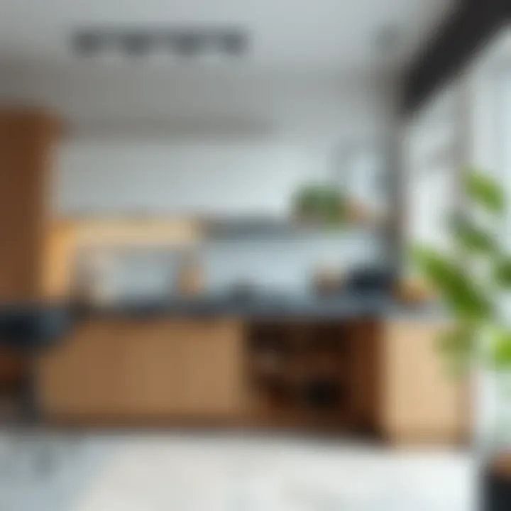 Contemporary kitchen layout emphasizing functionality and style