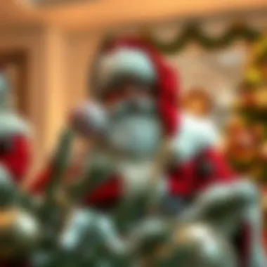 An artistic representation of Santa Claus blending traditional and modern styles in a festive setting.