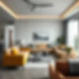 Modern living room showcasing a stylish furniture set