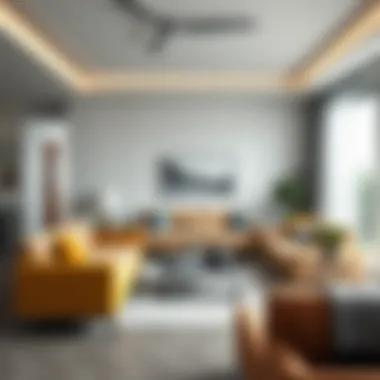 Modern living room showcasing a stylish furniture set