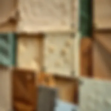 Close-up of materials used in office wall art, highlighting textures and colors