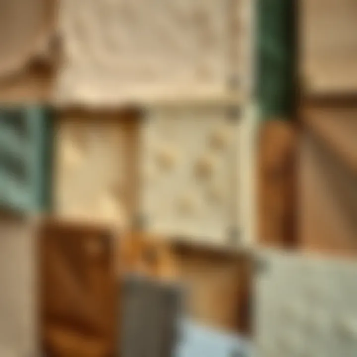 Close-up of materials used in office wall art, highlighting textures and colors