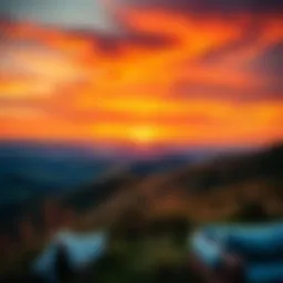 A breathtaking oil painting landscape showcasing rolling hills and a vibrant sunset.