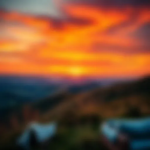 Vibrant Sunset Over Rolling Hills A breathtaking oil painting landscape showcasing rolling hills and a vibrant sunset.