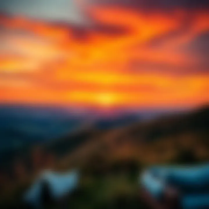 Vibrant Sunset Over Rolling Hills A breathtaking oil painting landscape showcasing rolling hills and a vibrant sunset.