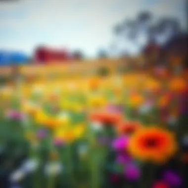 Vibrant Wildflower Field in Full Bloom A colorful oil painting illustrating a field of wildflowers in full bloom.