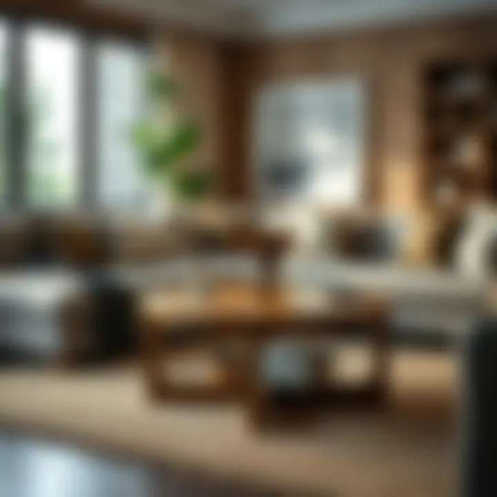 Contemporary round coffee table complementing a cozy living space