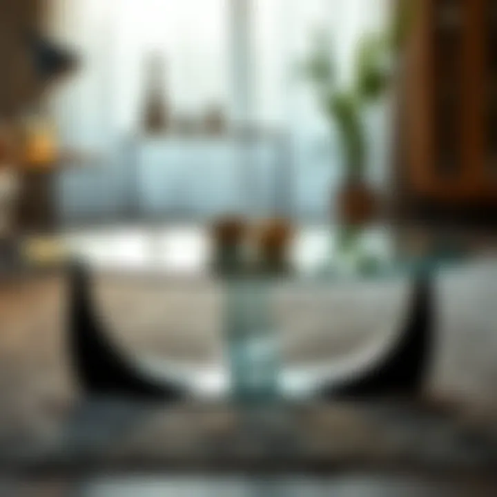 Elegant glass coffee table with artistic base