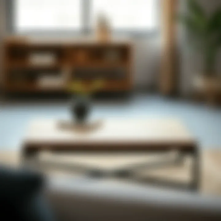 Industrial metal coffee table with a minimalist design