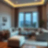 Stylish living room with modern sofa covers