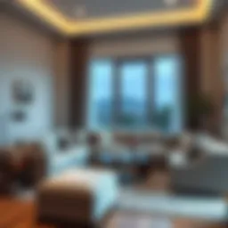 Stylish living room with modern sofa covers