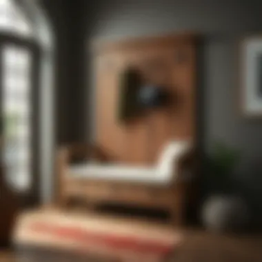 Rustic wooden hallstand with integrated seating