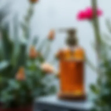 Stylish outdoor soap dispenser blending with garden aesthetics