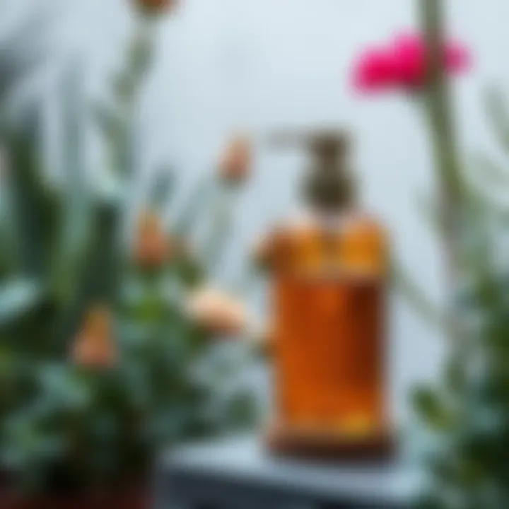 Stylish outdoor soap dispenser blending with garden aesthetics