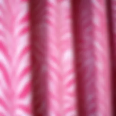 Close-up of pink zebra curtain fabric showcasing texture and design