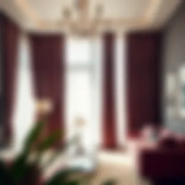 Elegant pink zebra curtain draping in a modern living room