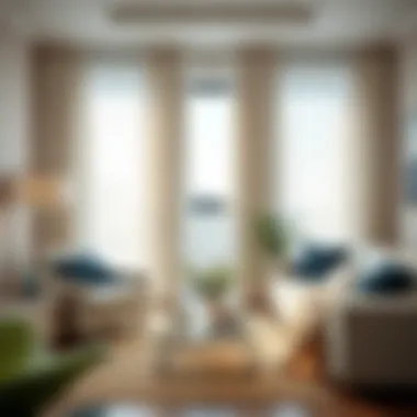 Stylish finished curtain linings in a living space