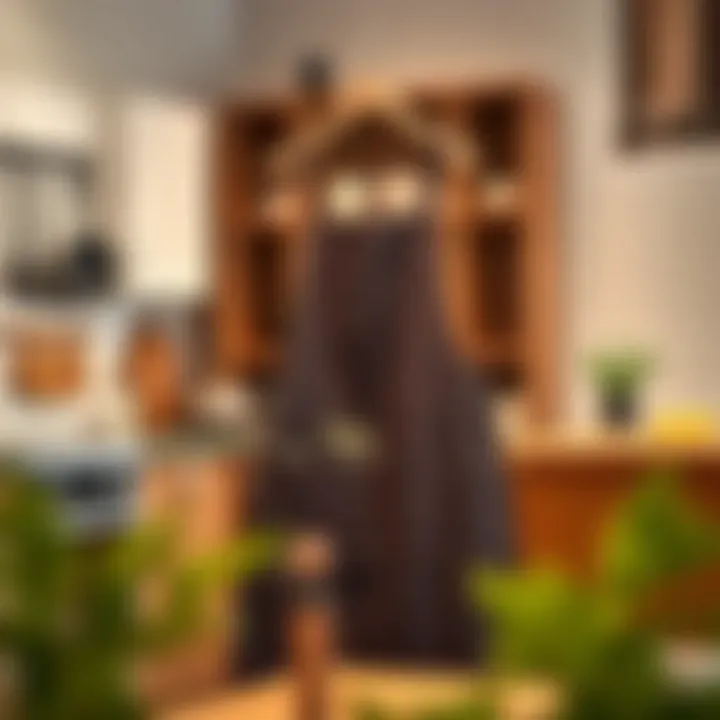 Practical features of a kitchen apron set on display