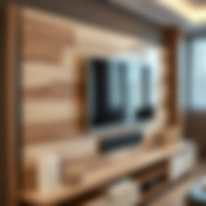 Close-up of premium materials used in wall-mounted TV units
