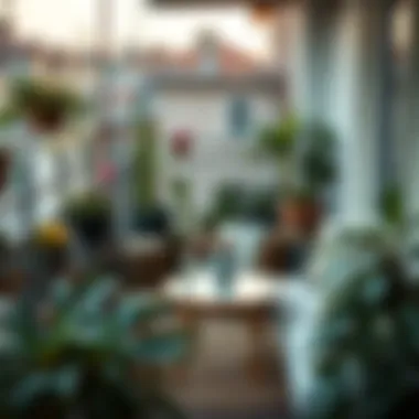 Cozy balcony corner with plants and furniture