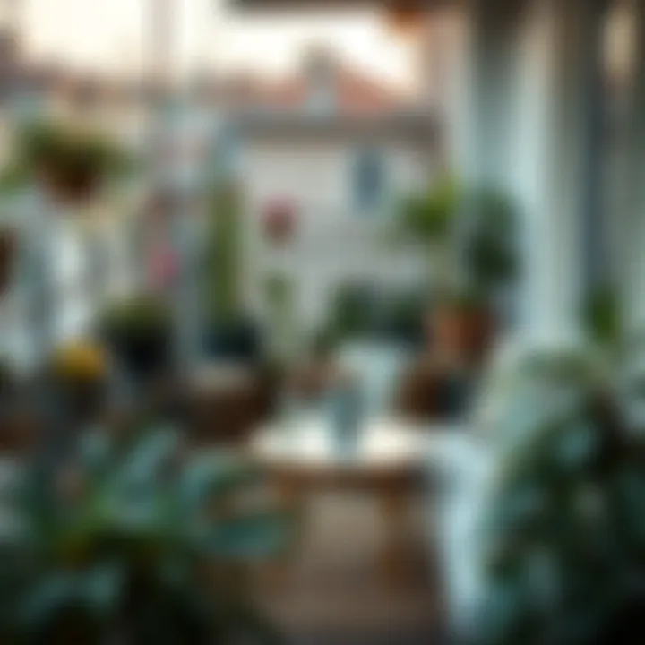 Cozy balcony corner with plants and furniture