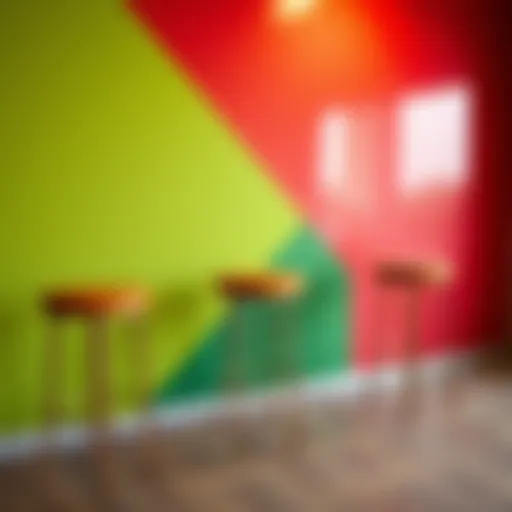 Elegant bar stools set against a vibrant backdrop