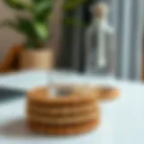 Elegant rattan coasters showcasing intricate weaving patterns