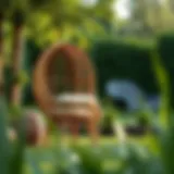 Elegance of Rattan Garden Chairs Elegant rattan garden chair in a lush green setting