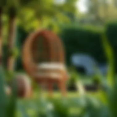 Elegance of Rattan Garden Chairs Elegant rattan garden chair in a lush green setting