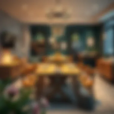 Rectangular kitchen table with vibrant decor and ambiance