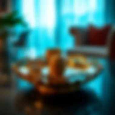 Close-up of the reflective surface of a decorative tray