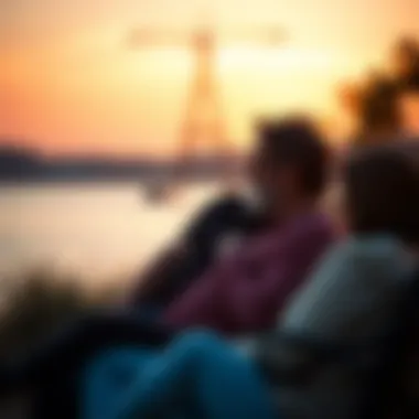 A couple enjoying a sunset together, sharing a moment