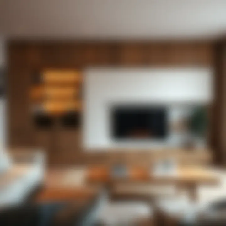 Rustic fireplace unit design with natural wood accents